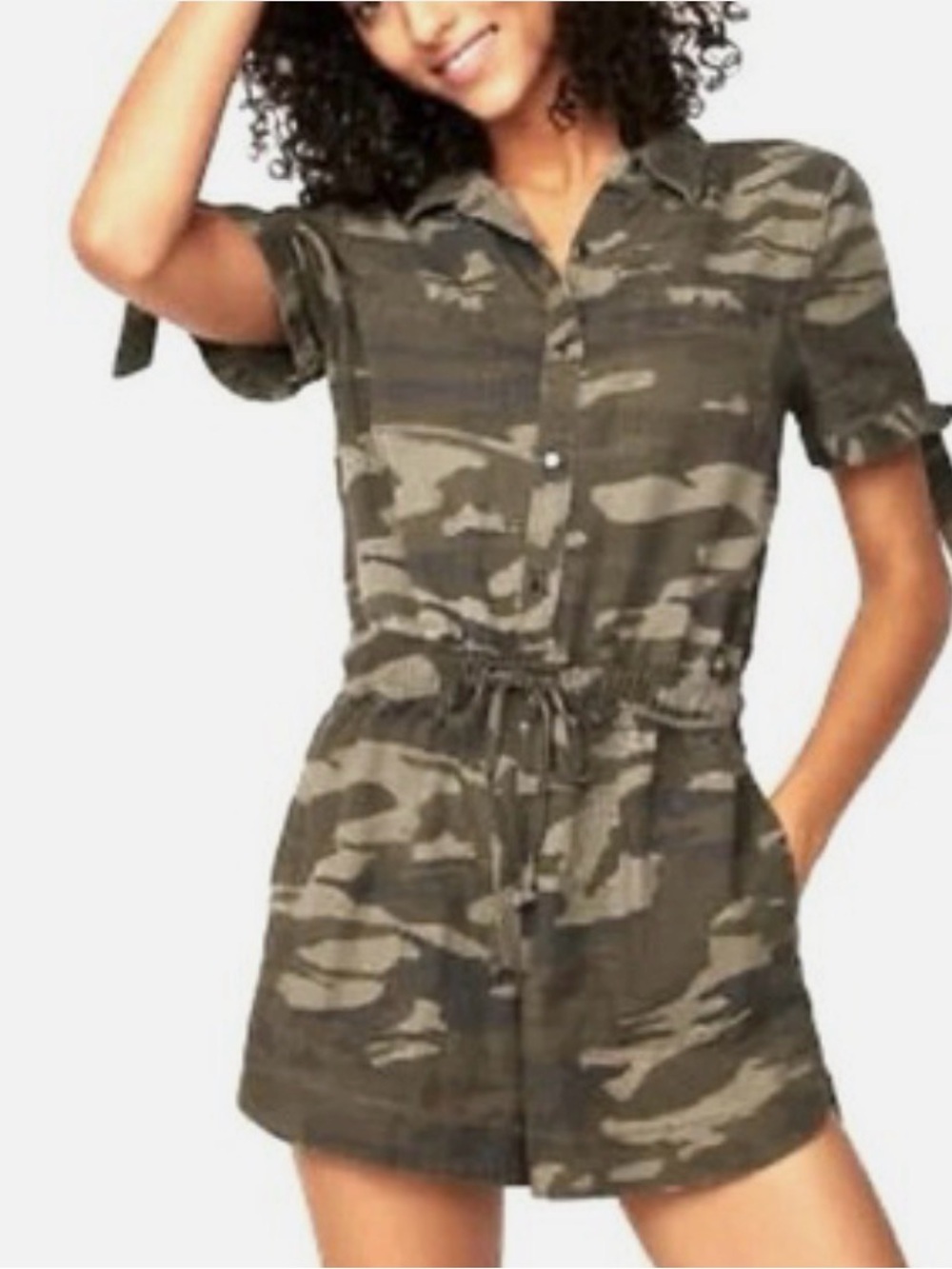 Express Women’s Camo Romper - Olive Green Size Medium